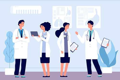 دانلود وکتور پزشکان و پرستاران در بیمارستان مخصوص روز پرستار